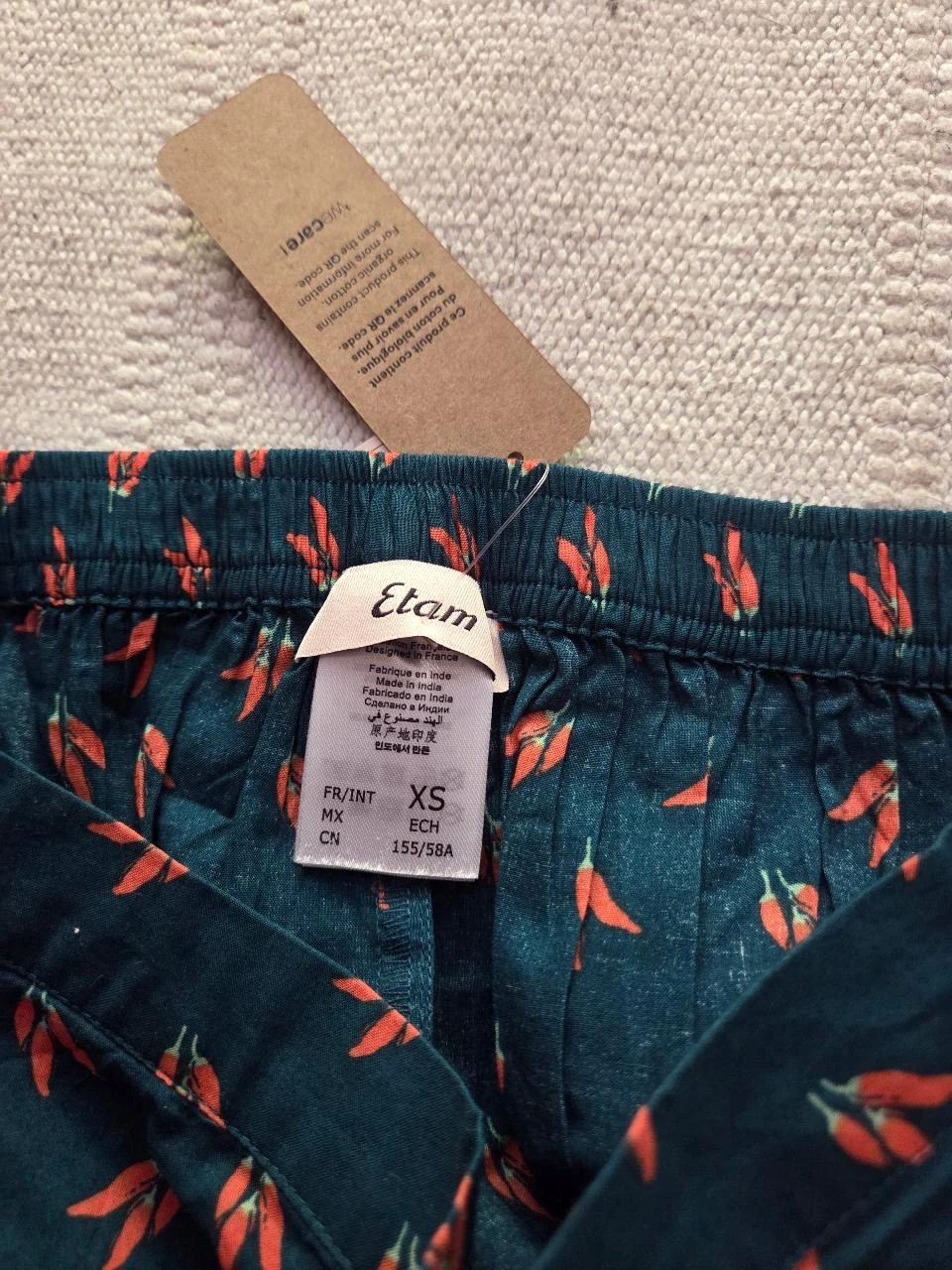 Short de pijama verde oscuro con estampado de pimientos • Etam • Talla XS • Nuevo – photo 5